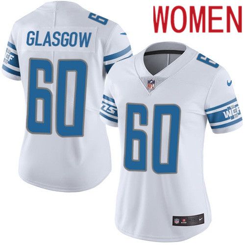 Women Detroit Lions #60 Graham Glasgow Nike White Vapor Limited NFL Jersey->women nfl jersey->Women Jersey